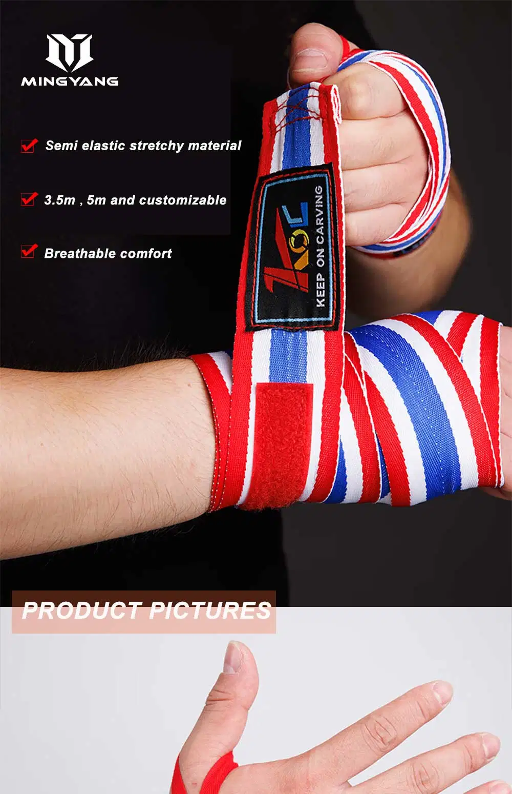 Wear Resistant Nylon Elastic Bandages Protector Boxing Hand Wraps