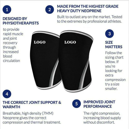 Rodilleras Custom Wholesale 7mm Gym Sports Weightlifting Powerlifting Neoprene Knee Pads Compression Sleeves Knee Support Brace